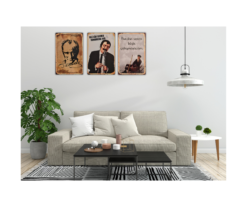 Atatürk Wandbild Retro Ahsap Poster Duvar Resmi