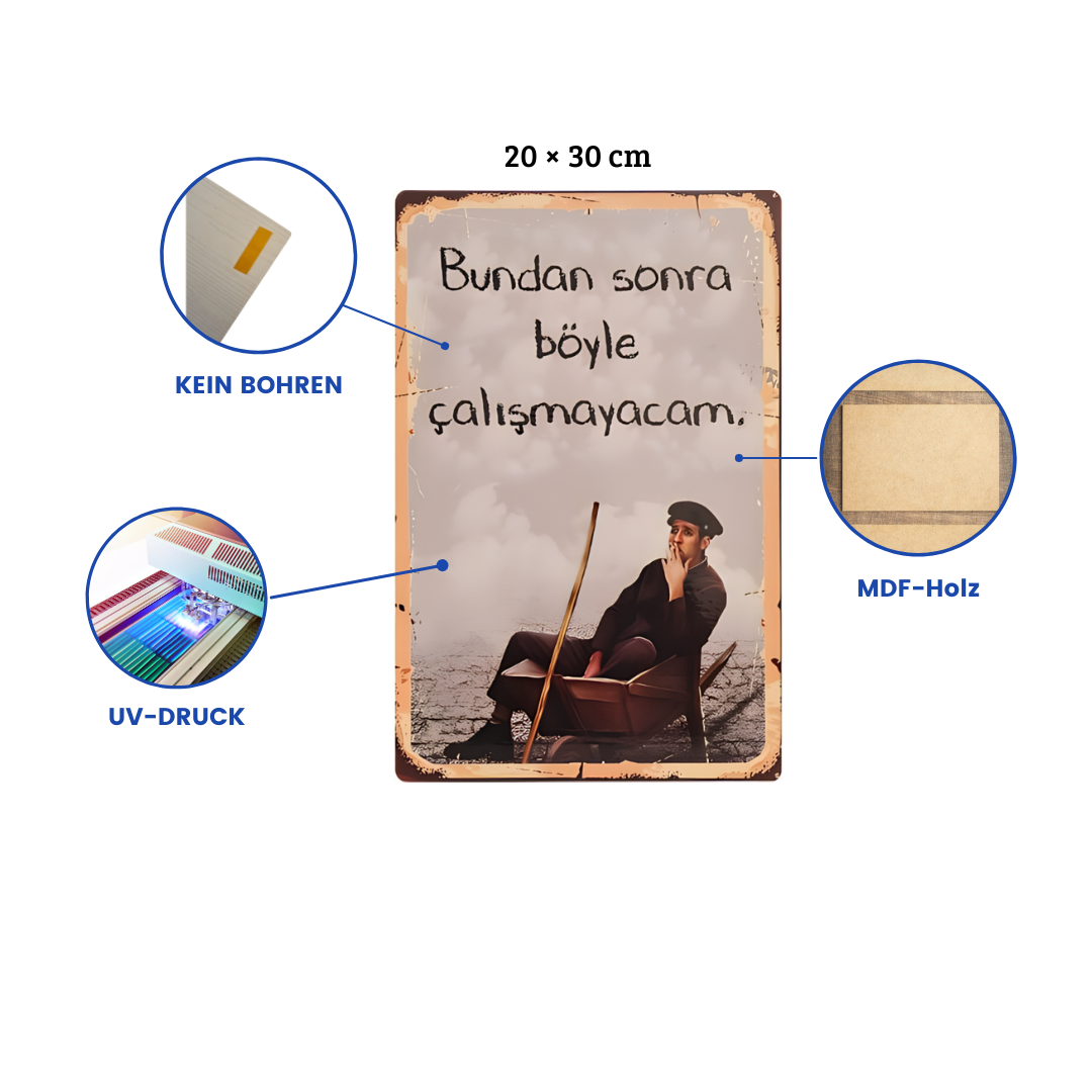 Kemal Sunal Saban Wandbild / Retro Ahsap Poster Duvar Resmi