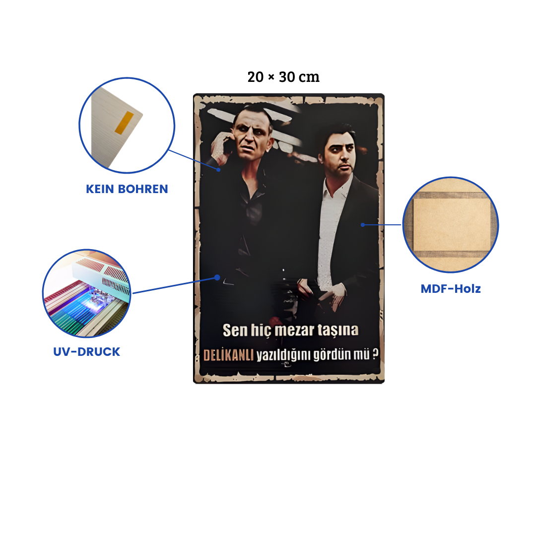 Kurtlar Vadisi Polat Alemdar ve Memati Wandbild Retro Ahsap Poster Duvar Resmi