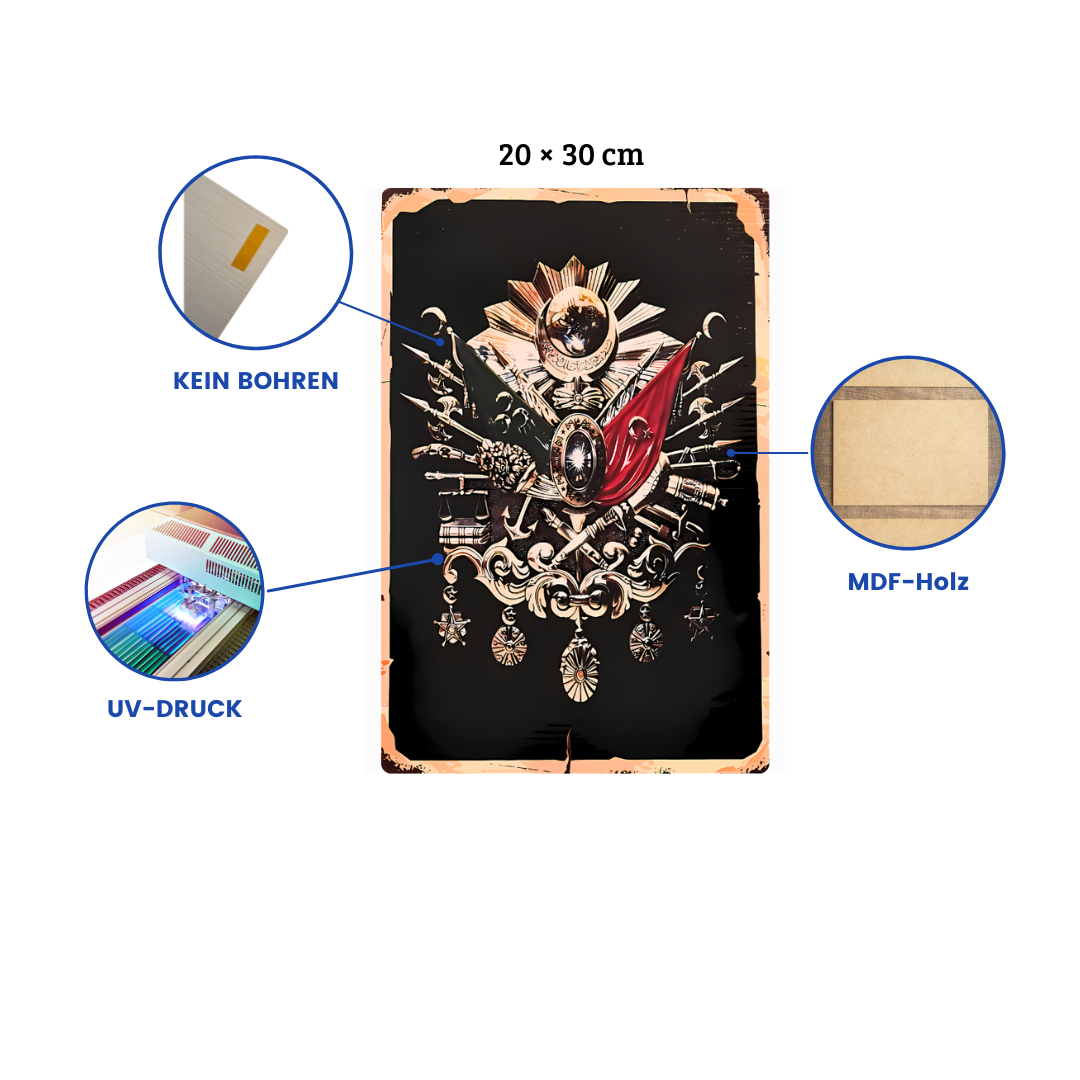 Osmanli Tugrasi Wandbild Retro Ahsap Poster Duvar Resmi