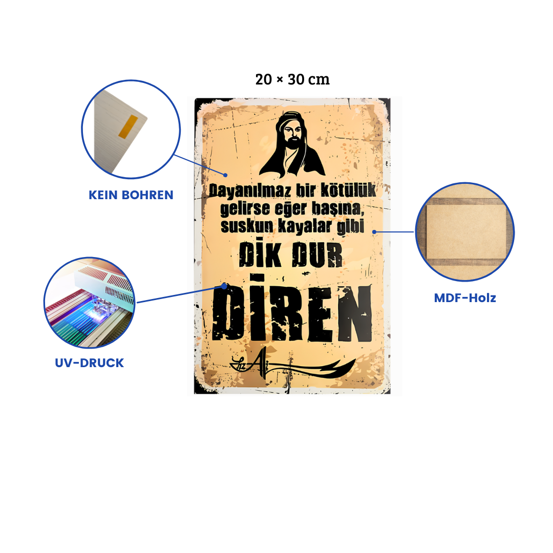 Hz.Ali Wandbild Retro Ahsap Poster Duvar Resmi