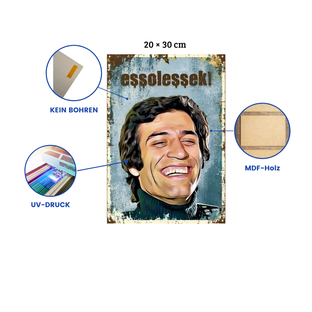 Kemal Sunal Saban Wandbild / Retro Ahsap Poster Duvar Resmi