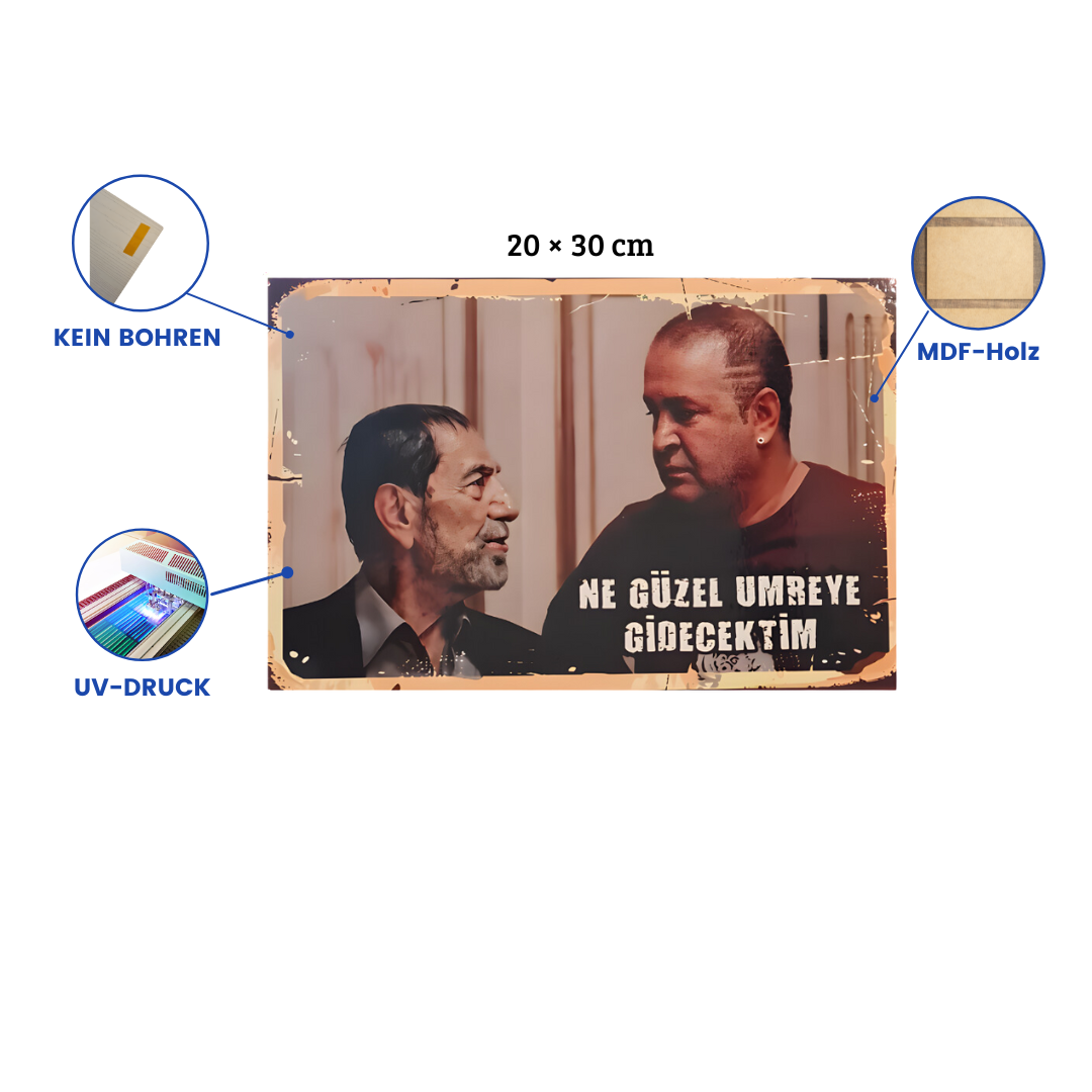 Kolpacino Sabri Abi & Özgür Wandbild Retro Ahsap Poster Duvar Resmi