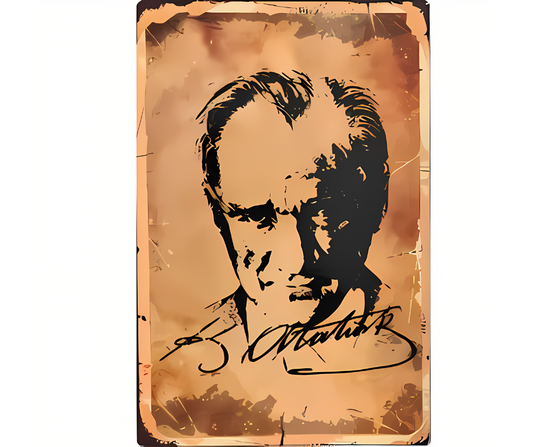 Atatürk Wandbild Retro Ahsap Poster Duvar Resmi